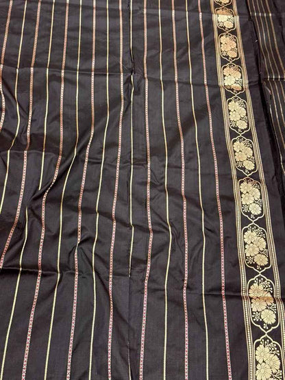 Black Pure Mulberry Katan Silk | Kadhwa Technique | Handwoven Banarasi Saree