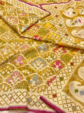 Mustard Yellow Pure Muslin Cotton Tissue Ektara Jamdani Handloom Banarasi Saree