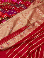 Red Katan Silk Rangkaat Handwoven Saree