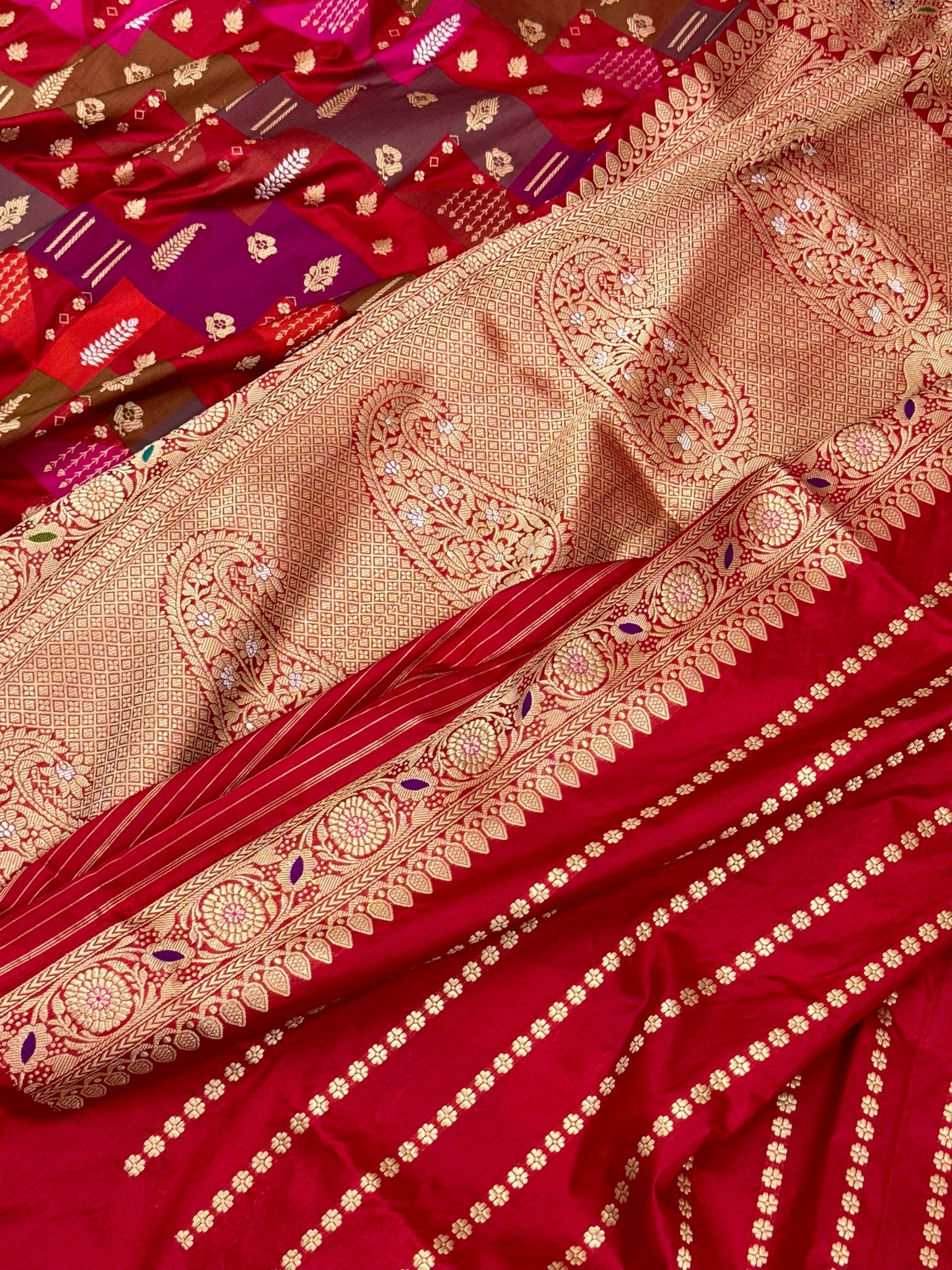 Red Katan Silk Rangkaat Handwoven Saree