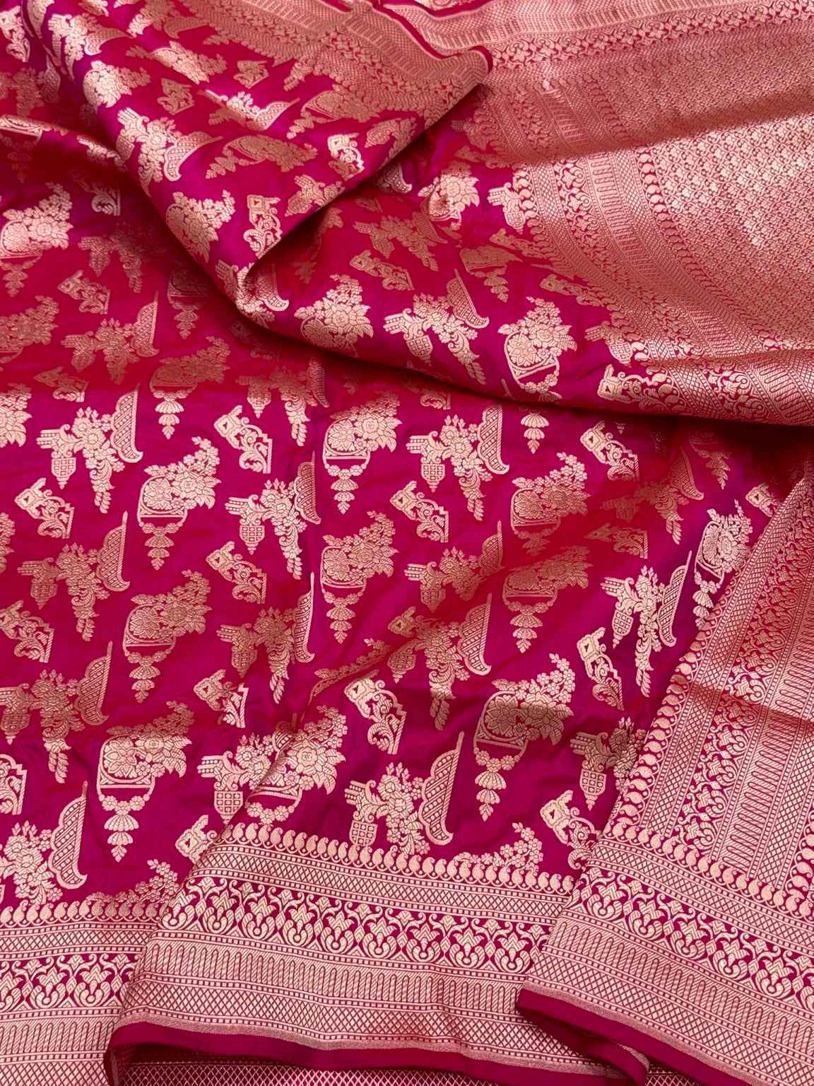 Pink Pure Mulberry Silk & Pure Katan Silk Elegant Handloom Banarasi Saree