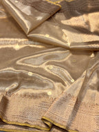 Molten Gold Pure Mulberry Kora Tissue Silk Handwoven Banarasi Saree | Ektara weave