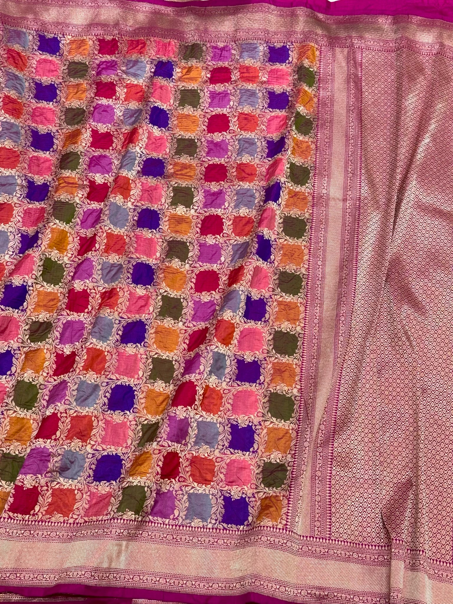 Rani Pink Rangkaat Handloom Banarasi Saree - Pure Katan Mulberry Silk Authentic Banarasi Saree
