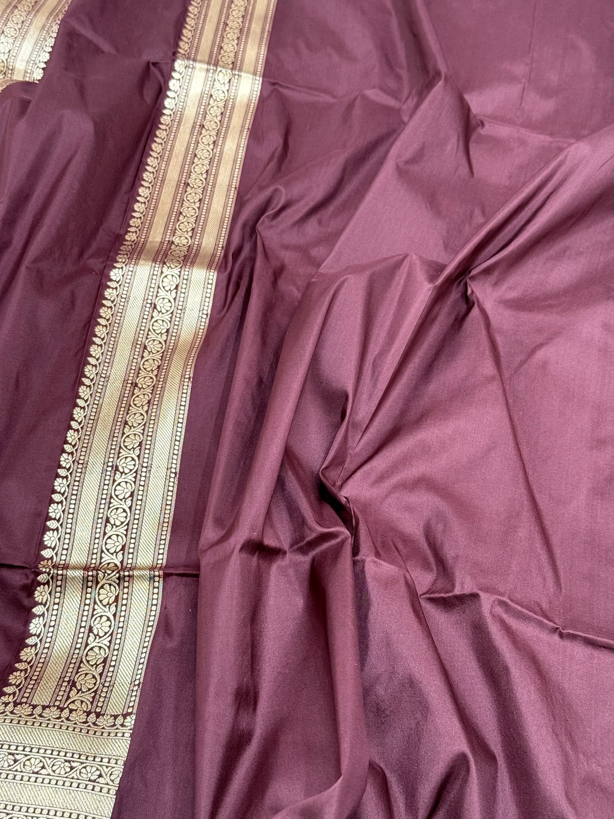 Wine Pure Mulberry Katan Silk Handwoven Banarasi Saree | Kadhwa Weave