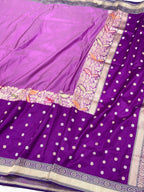 Purple Pure Mulberry Katan Silk Handwoven Banarasi Saree
