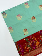 Sea Green Pure Katan Silk Handwoven Saree