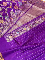 Purple Katan Silk Pure Handwoven Saree
