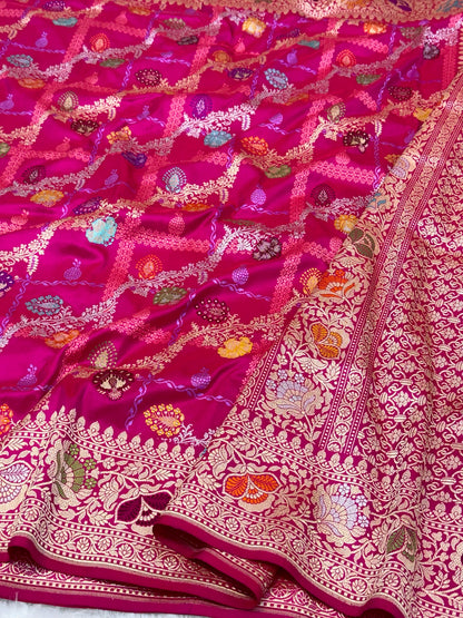 Pink Pure Mulberry Katan Silk Handwoven Banarasi Saree
