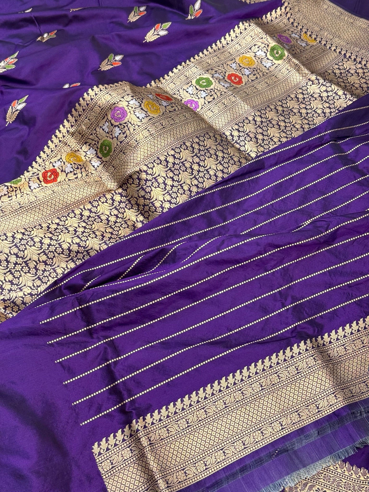 Purple Katan Silk Pure Handwoven Saree