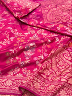Pink Pure Katan Silk contemporary Jamdani Handwoven Banarasi Saree- Ektara Weave