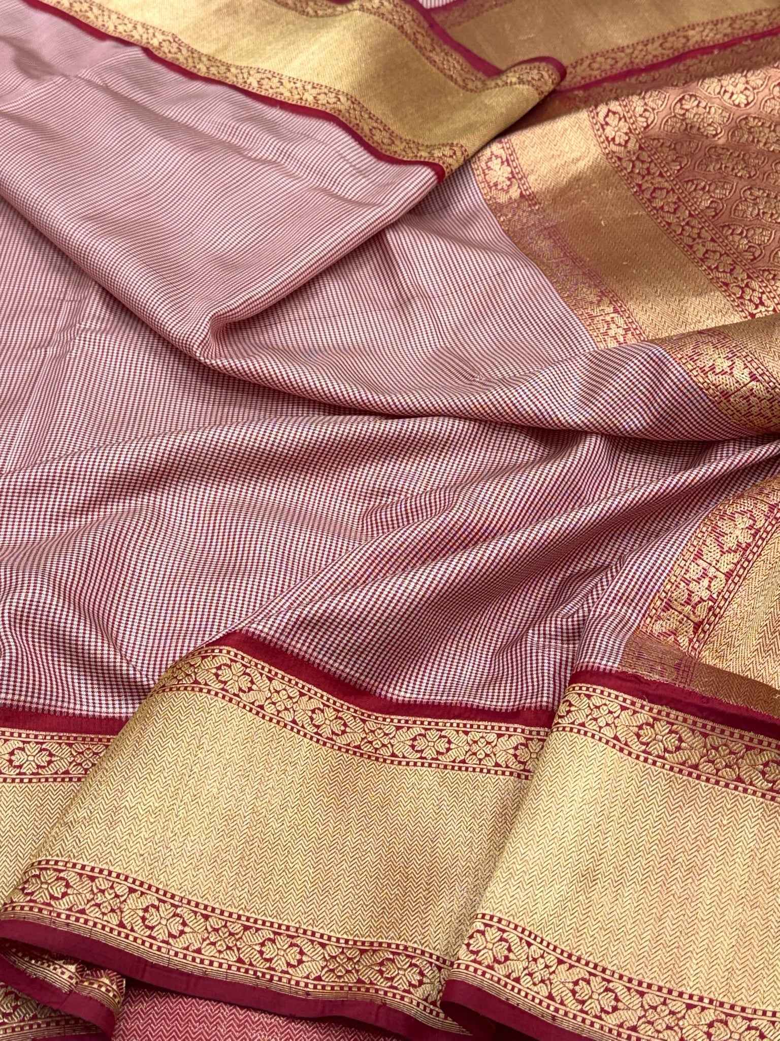 Pastel Pink Pure Silk Ektara weave Handwoven Banarasi Saree