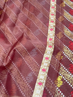 Fluorescent Pink Pure Kora Organza Silk Ektara Jamdani Handwoven Banarasi Saree