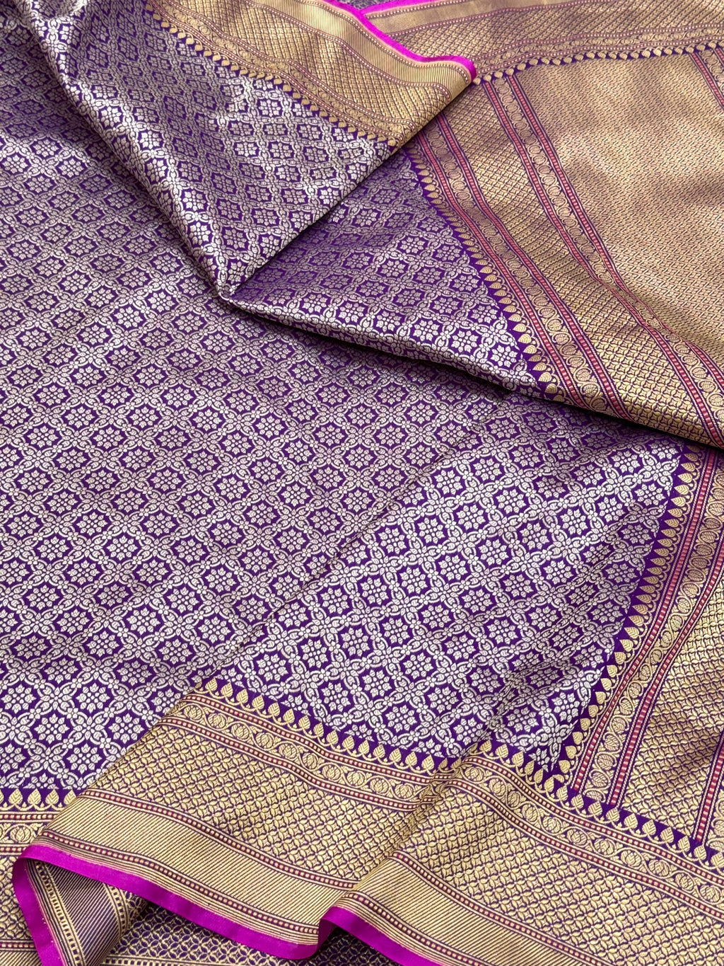 Purple Katan Silk Handwoven Brocade Saree