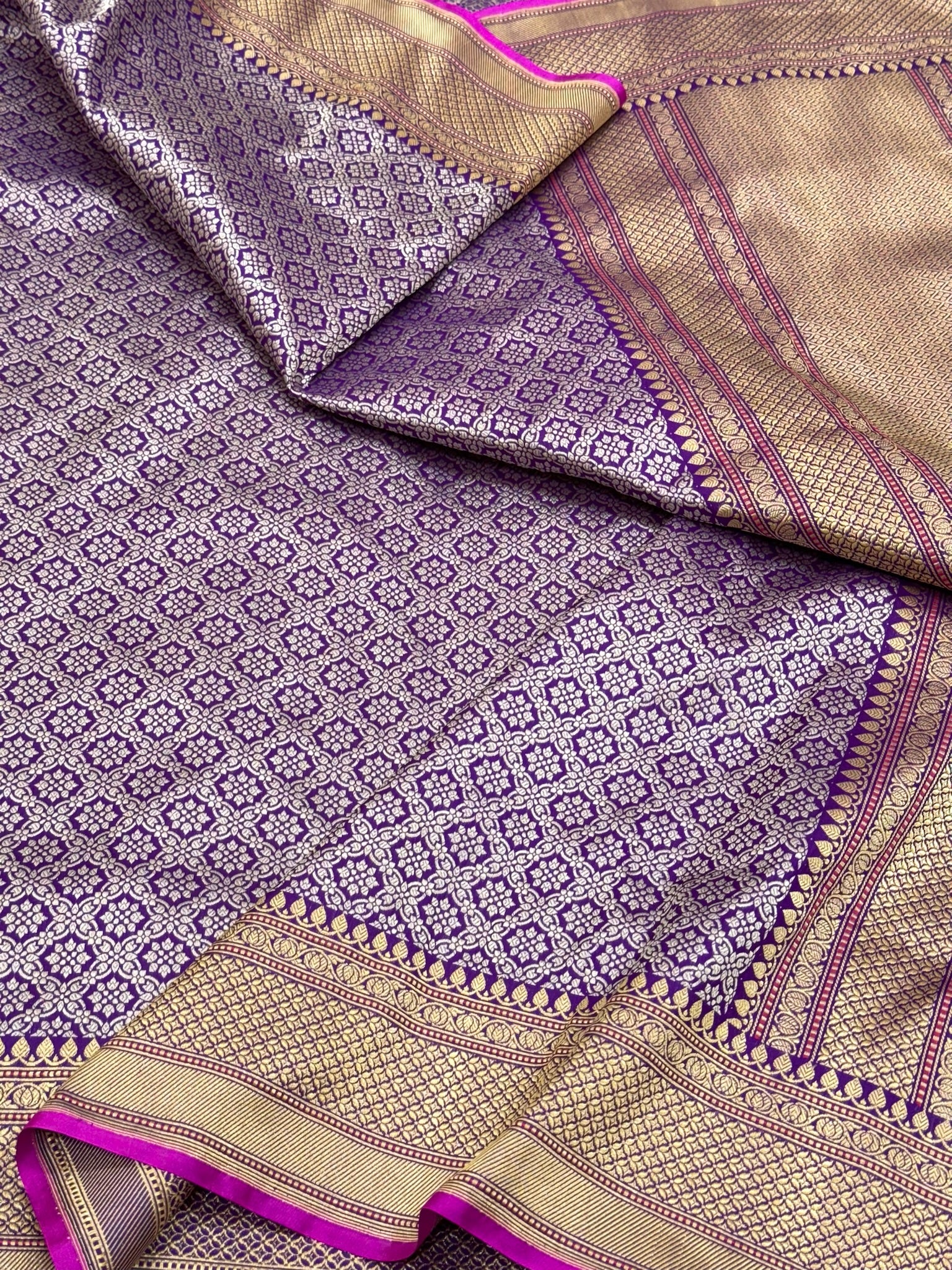 Purple Katan Silk Handwoven Brocade Saree