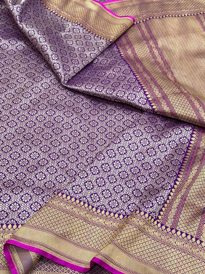 Purple Katan Silk Handwoven Brocade Saree