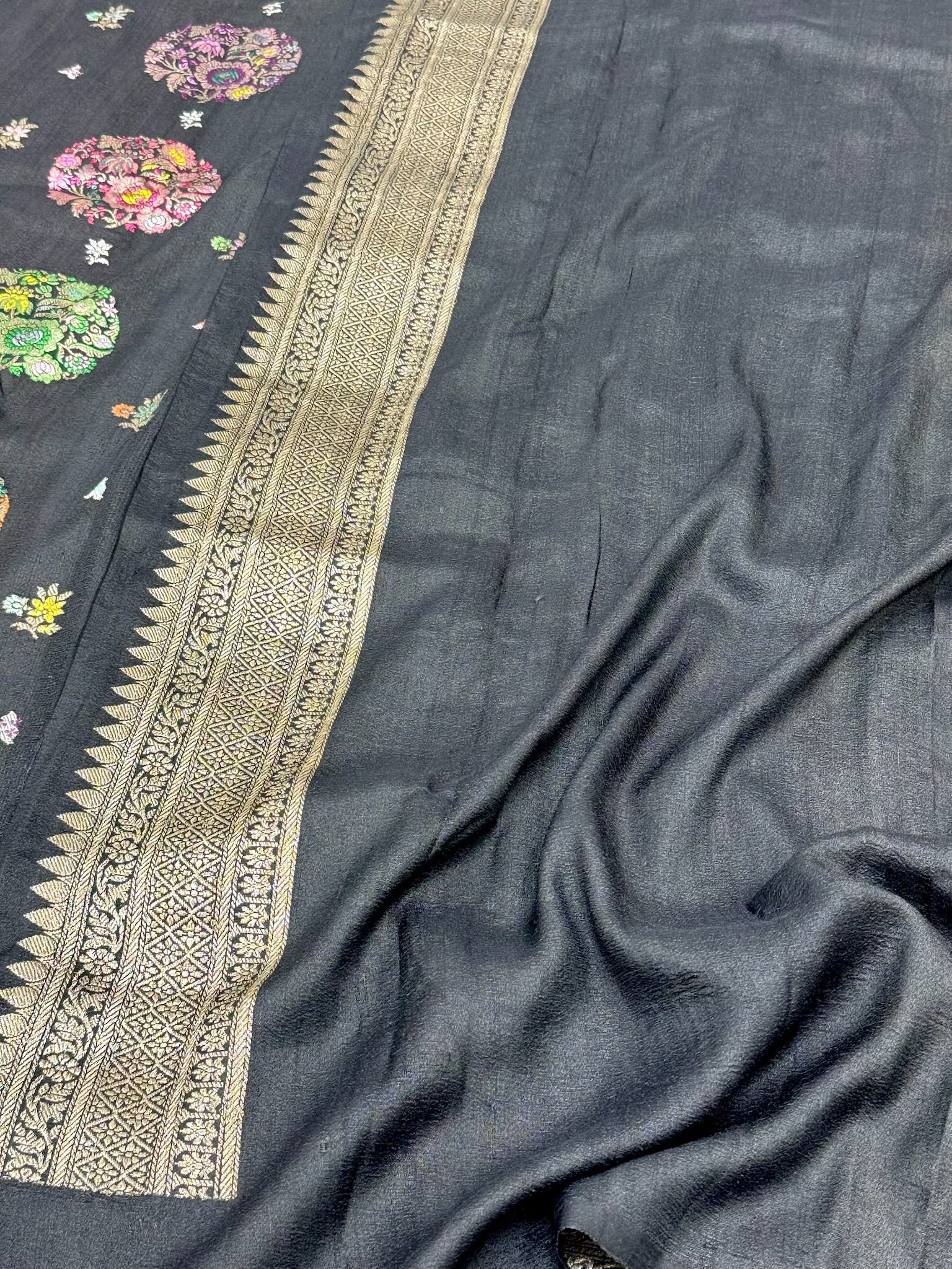 Black Pure Tussar Georgette Silk - Kadhwa Technique Modern Masterpiece Banarasi Saree