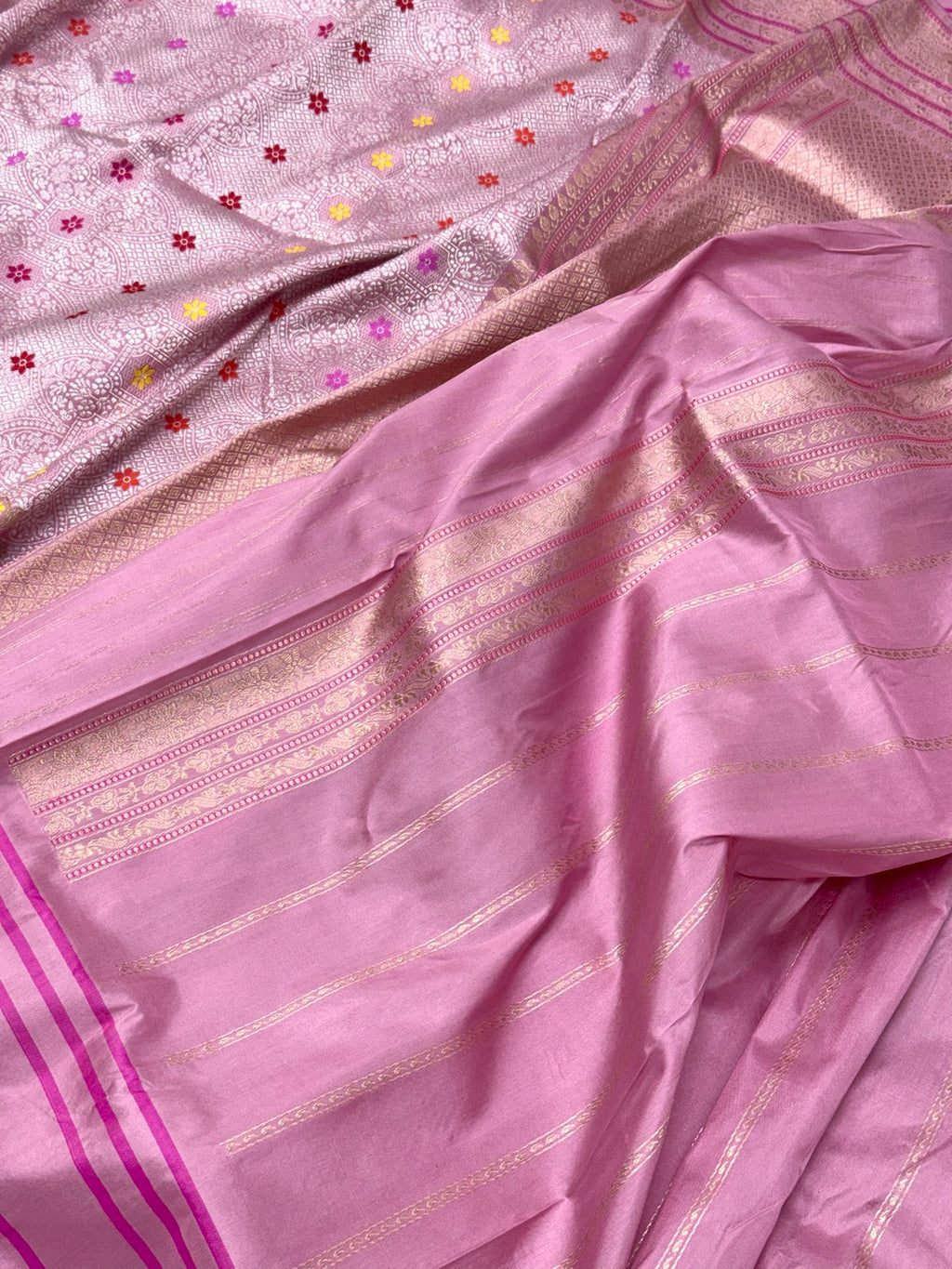 Mauve Pink Katan Silk Handwoven Banarasi Brocade Saree