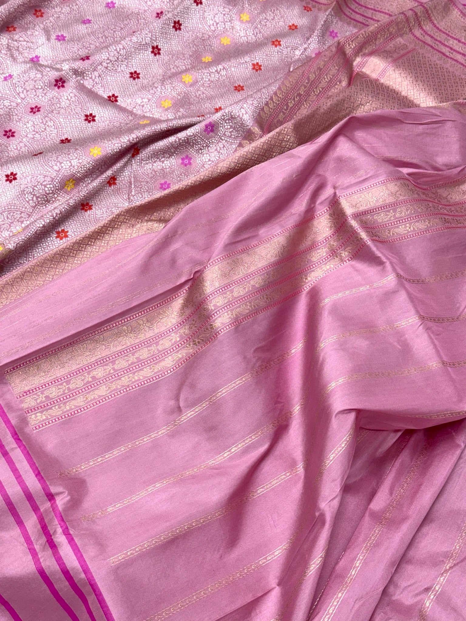 Mauve Pink Katan Silk Handwoven Banarasi Brocade Saree