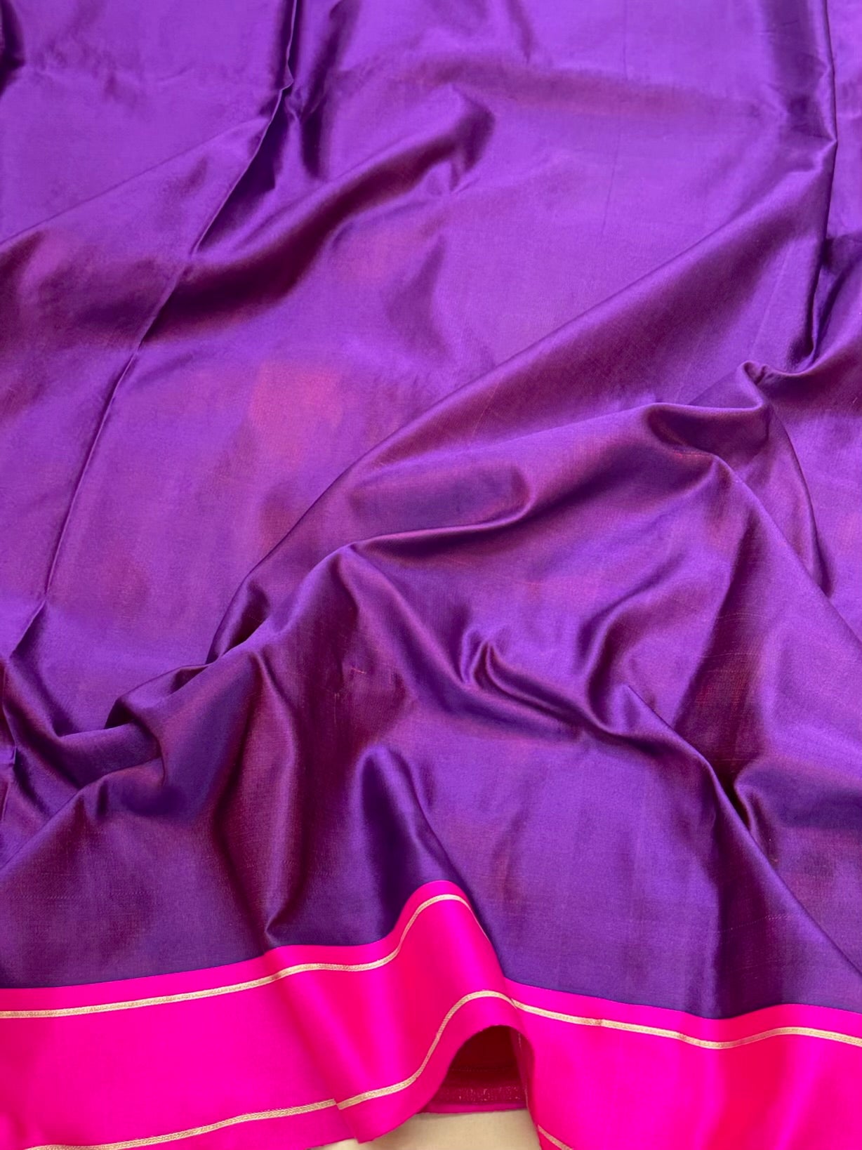 Purple Pure Satin Silk Handwoven | Kadhwa Technique | Tanchoi Banarasi Saree