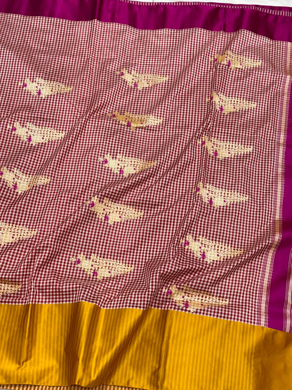 Magenta Pink Pure Katan Mulberry Silk Handwoven Banarasi Contemporary Saree | Kadhwa Weave | The Modern Royal