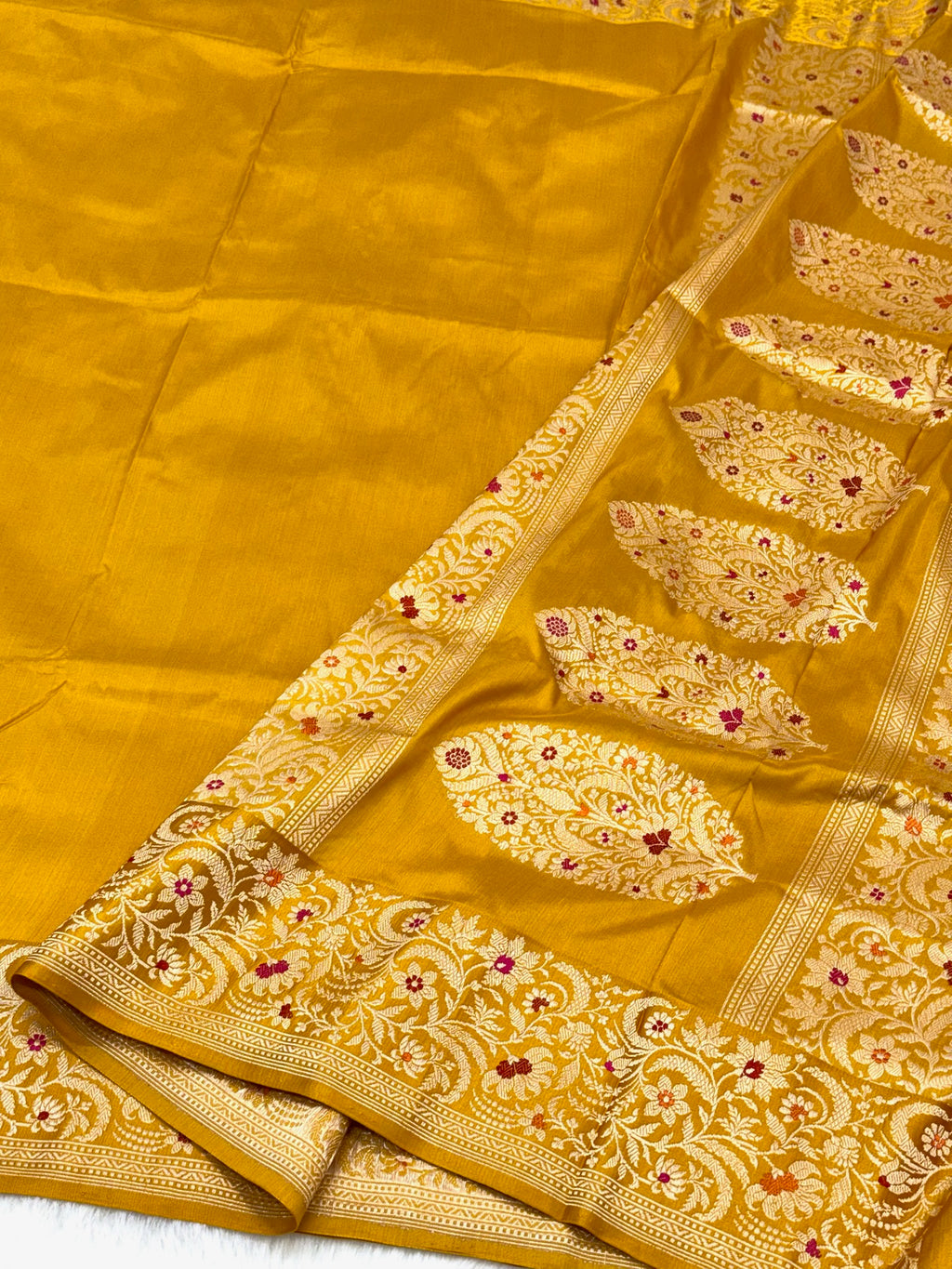 Yellow Pure Silk Handmade Banarasi Saree