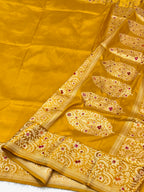 Yellow Pure Silk Handmade Banarasi Saree