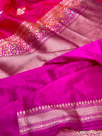 Pink Pure Katan Silk Handwoven Saree