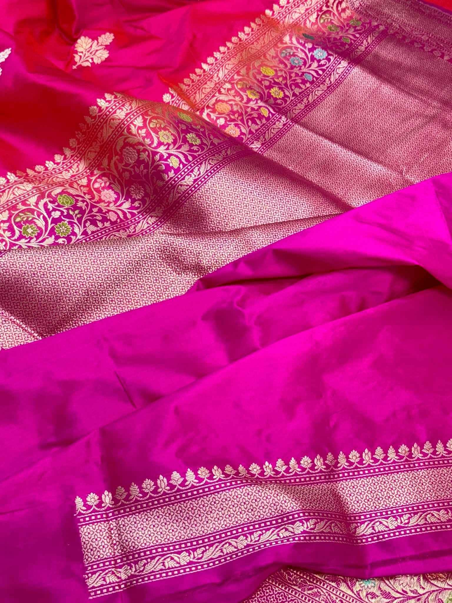 Pink Pure Katan Silk Handwoven Saree