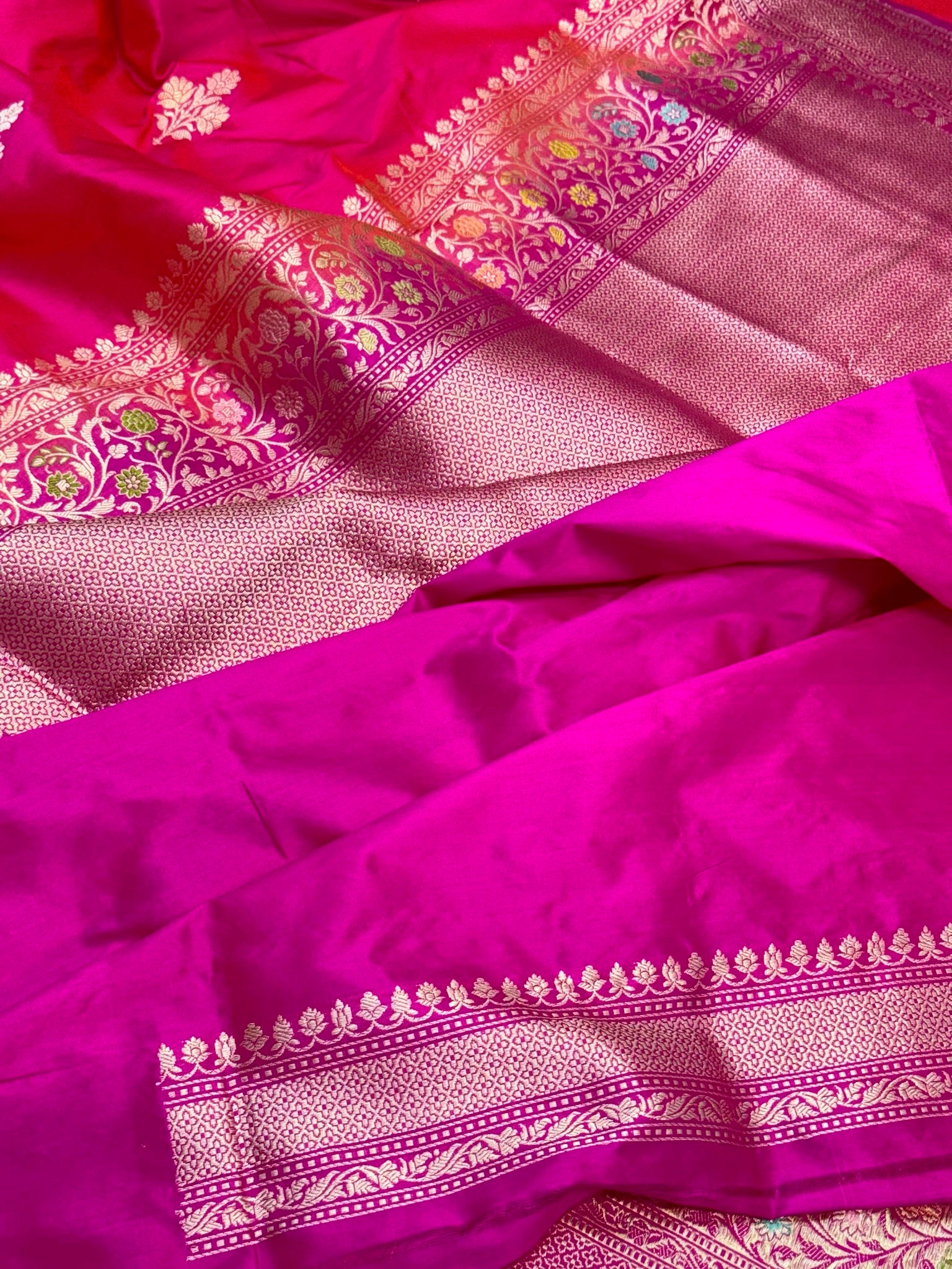 Pink Pure Katan Silk Handwoven Saree
