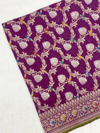 Purple Katan Silk Pure Handwoven Saree