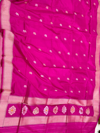 Pink Pure Katan Silk Handwoven Banarasi Dupatta |Kadhuwa|
