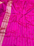 Rani Pink Pure Katan Silk  Handwoven Saree
