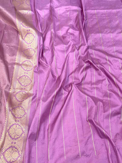 Purple Pure Katan Silk Saree | Kadhwa Technique | Handwoven Banarasi Saree | 100% Pure Mulberry Silk Saree