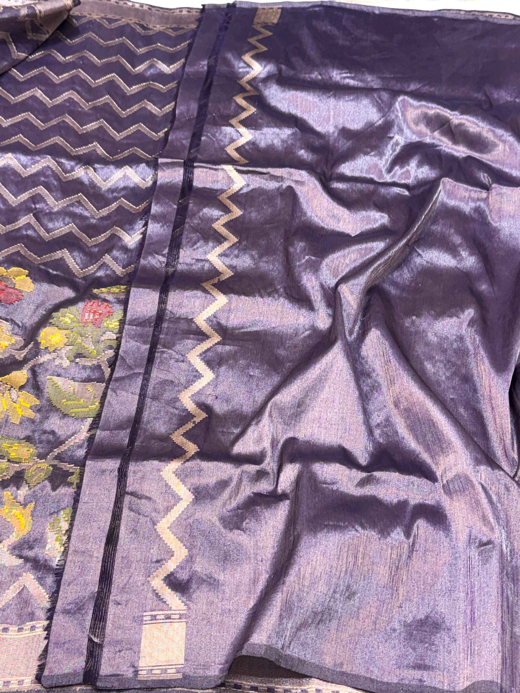 Rani Pink Pure Katan Silk Jamdani Handwoven Banarasi Saree |Ektara Weave|