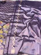 Rani Pink Pure Katan Silk Jamdani Handwoven Banarasi Saree |Ektara Weave|