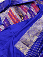 Blue Katan Silk Rangkaat Handwoven Banarasi Silk Saree