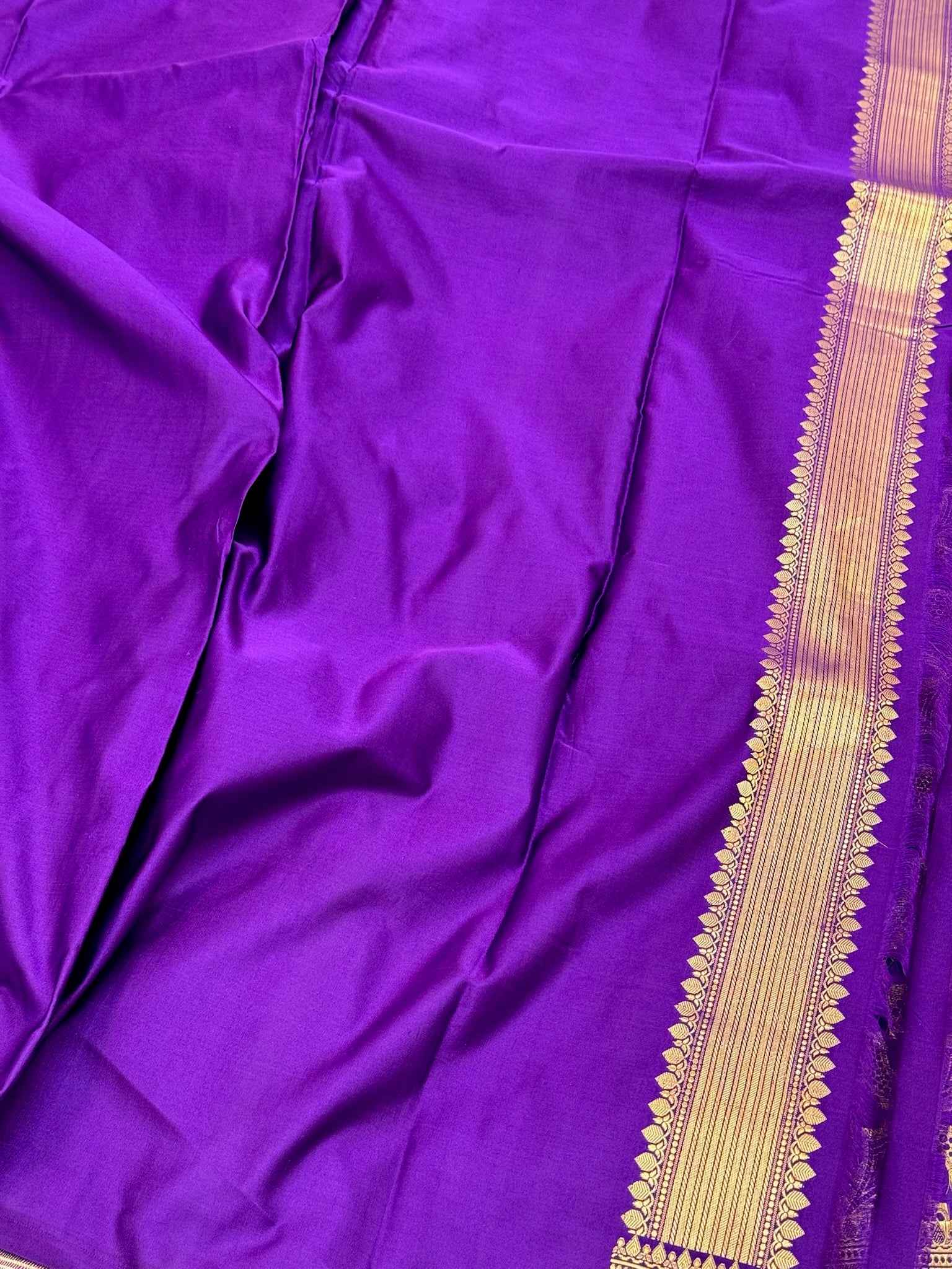 Mustard Yellow Pure Satin Silk Soft Drape Handwoven Banarasi Saree