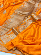 Orange Mashru Satin Silk Saree