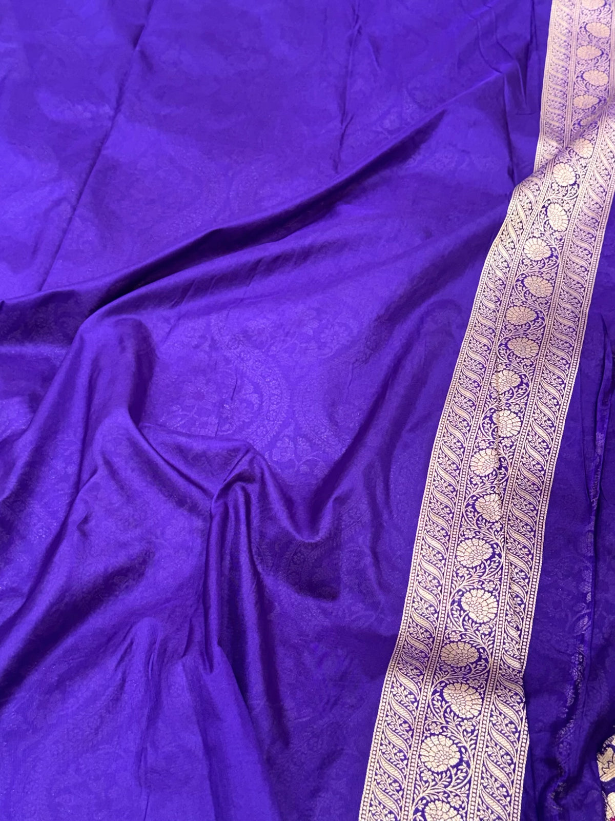 Purple Pure Mulberry Silk & Pure Katan Silk Handloom Banarasi Saree - Brocade
