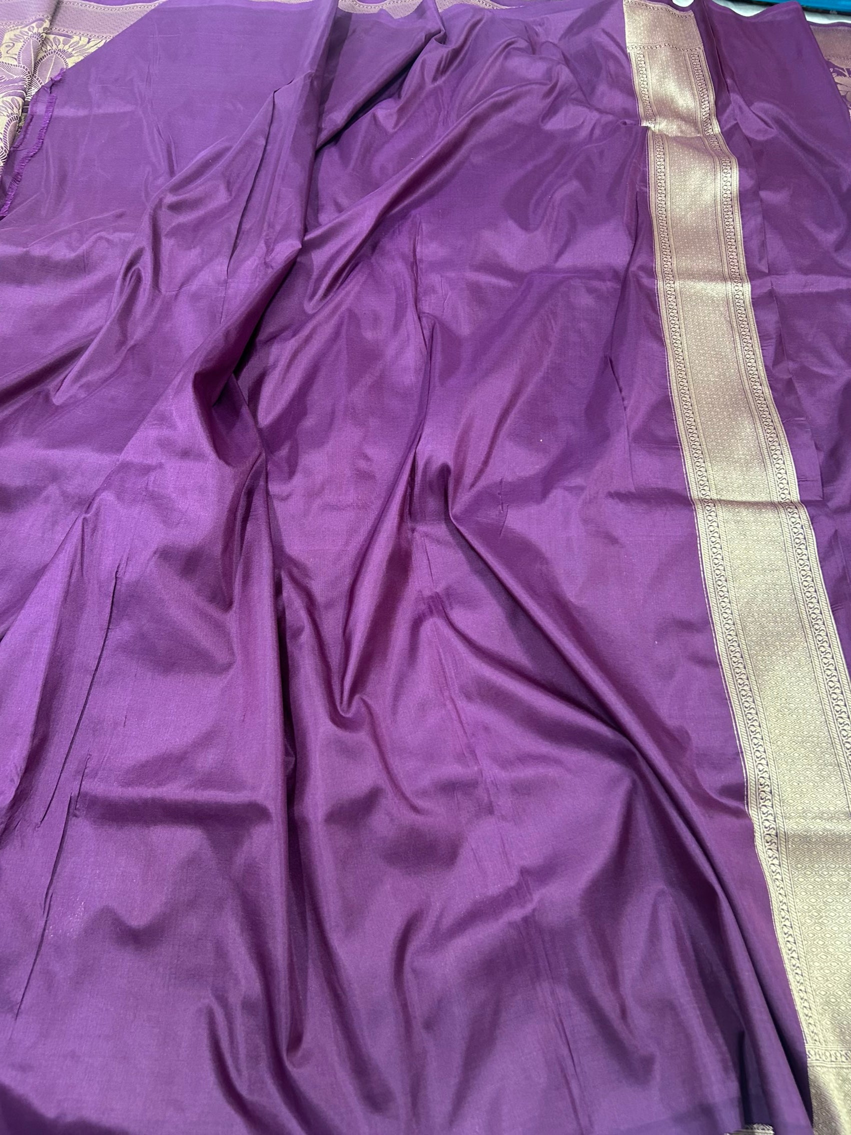 Purple Pure Katan Silk & Pure Mulberry Silk Handloom Modern Banarasi Brocade Saree