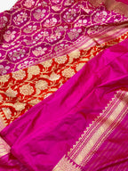 Rani Pink Pure Katan Silk Banarasi Handwoven Saree