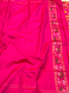 Pink Pure Mulberry Katan Silk Jamdani Handwoven Banarasi Saree