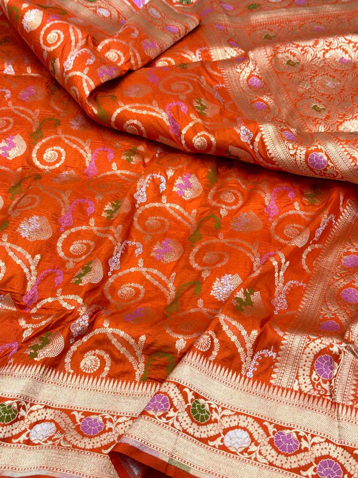 Magenta Pink Pure Katan Silk Handwoven Banarasi Saree