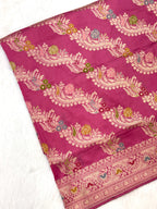 Pink Katan Silk Pure Handwoven Saree