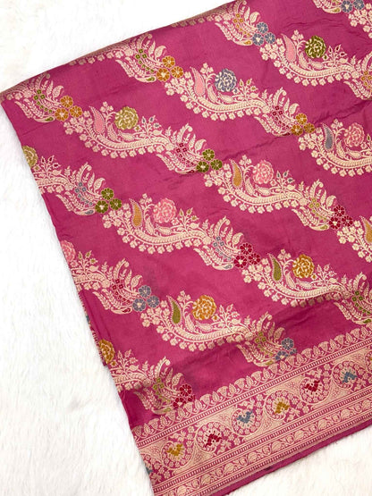 Pink Katan Silk Pure Handwoven Saree