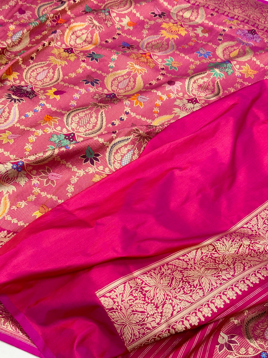Pink Katan Silk Handwoven Banarasi Brocade Saree