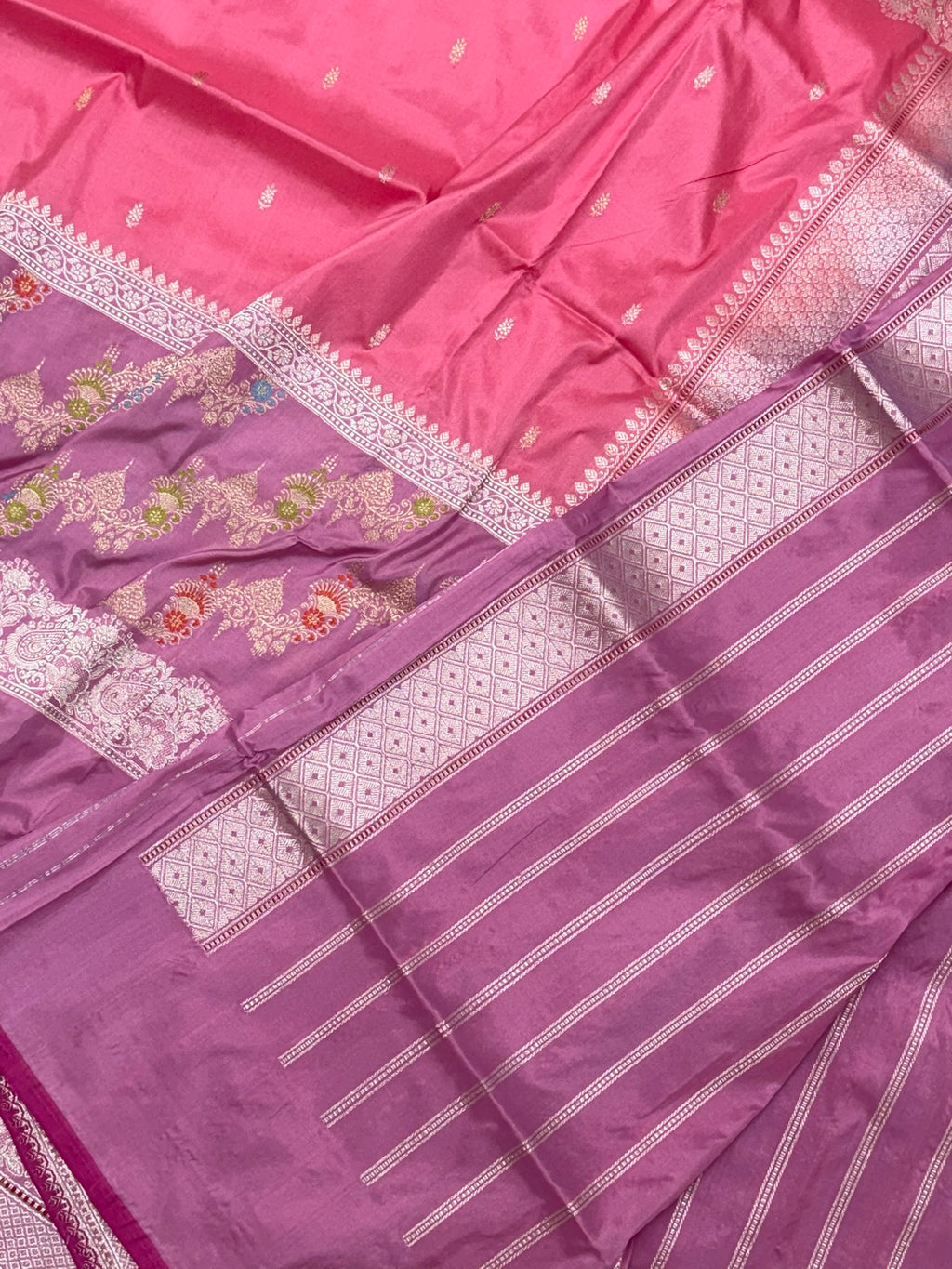 Pink Pure Katan Silk Handwoven Saree