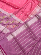 Pink Pure Katan Silk Handwoven Saree
