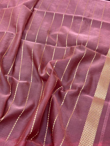 Wine Pure Mulberry Double Kora Organza Silk Handwoven Banarasi Saree | Kadhwa Ektara Weave Banarasi Saree - Luxury Drape