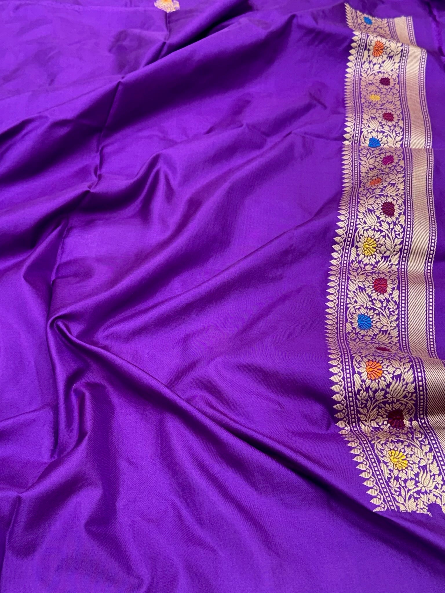 Purple Exclusive Modern Banarasi Saree - Pure Mulberry Katan Silk | Kadhwa Ektara Weave Handwoven Saree